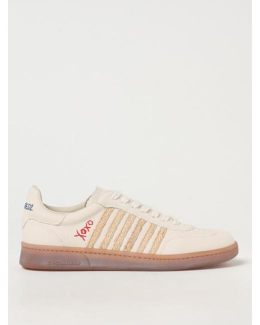 DSquared² Pink Boxer Summer Lovers Canvas And Natural Rafia Sneakers for men