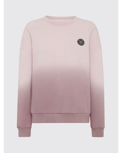 Philipp Plein Pink Abstract Print Jersey Sweatshirt With Dropped Shoulders