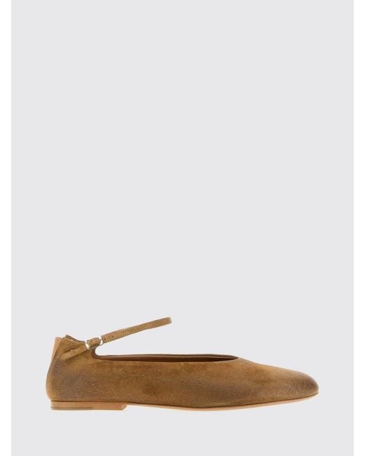 Jil Sander White Elyss Suede Ankle-Strap Ballet Flats With Round Toe