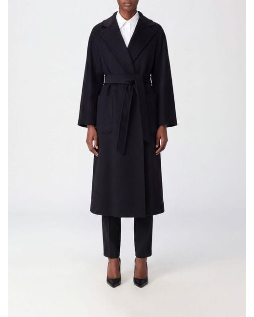 Max Mara Blue Ludmilla Long Cashmere Belted Robe Coat