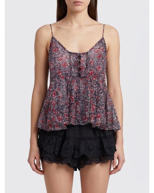 Isabel Marant Purple Cotton Lirhetta Top With Floral Print