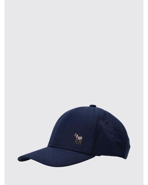 Paul Smith Blue Cotton Baseball Cap With Logo Patch for men
