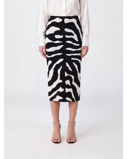 Moschino Couture Black Zebra-Print Knit Midi Pencil Skirt