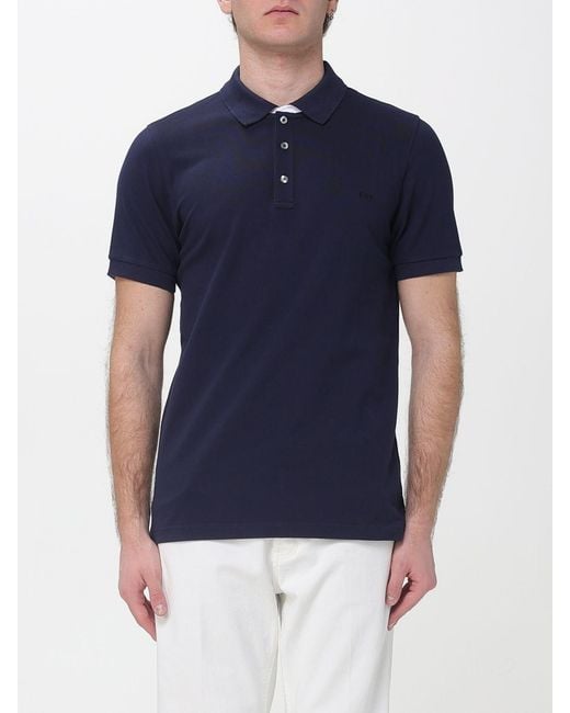 Polo De Algodón Elástico Fay de hombre de color Blue