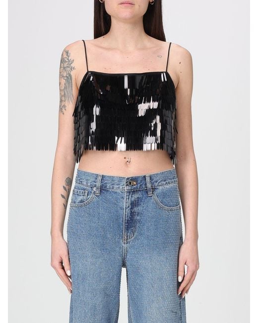 Self-Portrait Blue Cropped Top With Sequins
