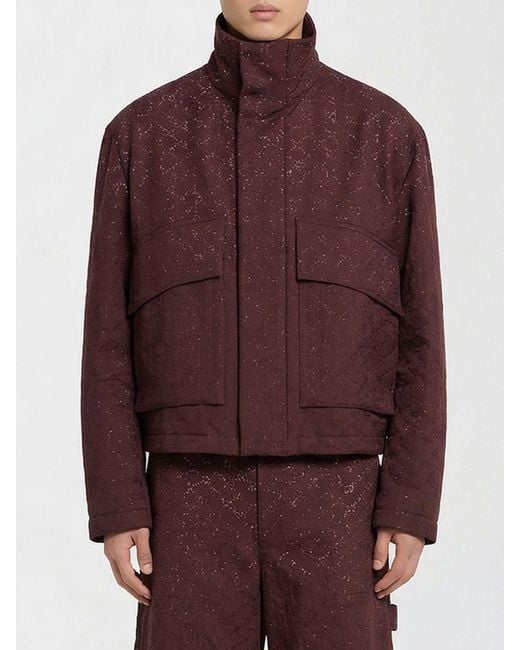 Gucci Red Gg Cotton Jacket With Rhinestones for men