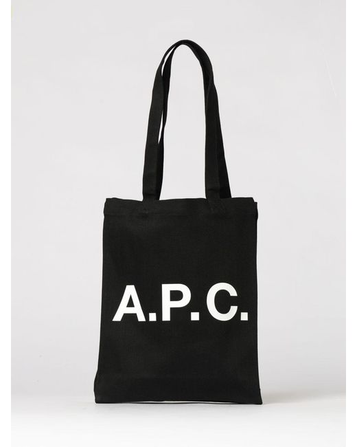 A.P.C. Black Cotton Canvas Tote Bag for men