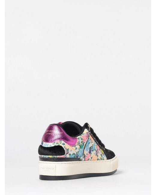 Kurt Geiger Black Floral Print Canvas And Suede Sneakers
