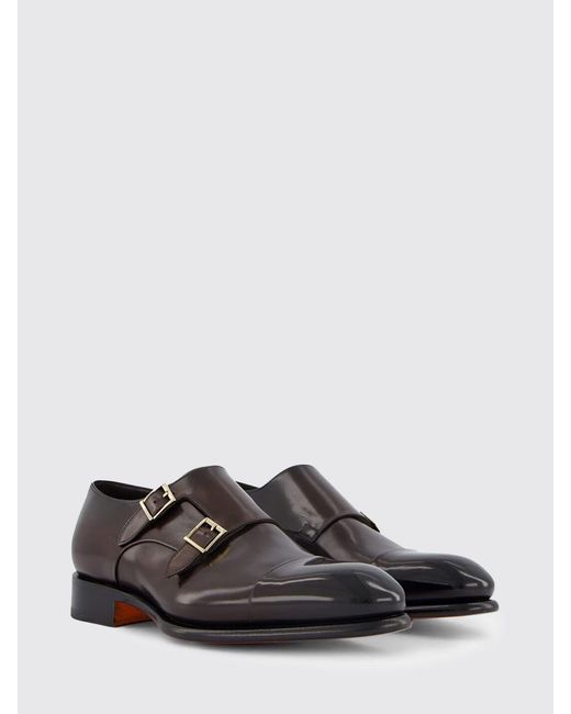Santoni White Brushed Leather Monk Strap for men