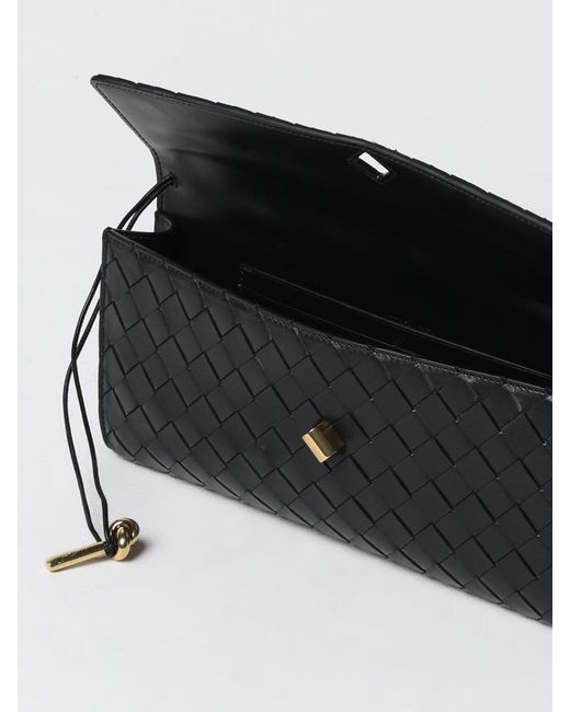 Bottega Veneta Black Andiamo Woven Nappa Clutch