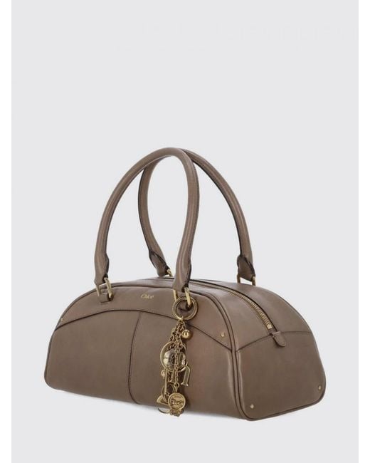Chloé Natural Chlo&Eacute Leather Bowling Bag