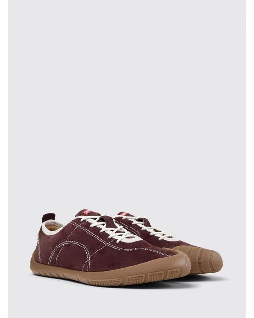 Camper Brown Peu Path Suede Sneakers With Contrast Stitching