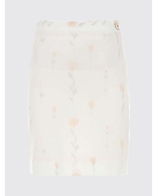 Vivienne Westwood White Floral Cotton Blend Pencil Skirt