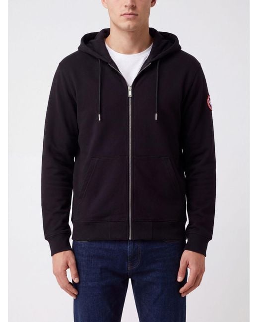 Canada Goose Blue Zipped Cotton Hoodie With Logo for men