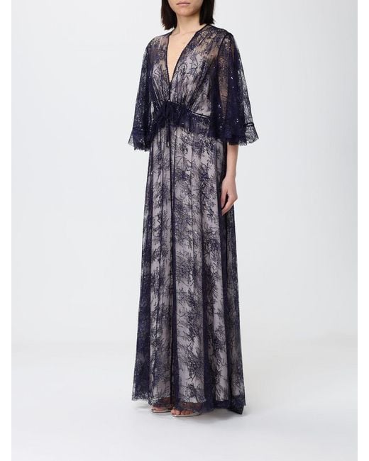Alberta Ferretti Blue Long Lace Dress