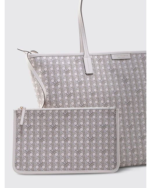 Tory Burch White Ever-ready Coated Cotton Bag With All-over Monogram