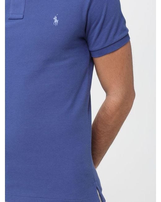 Polo Ralph Lauren Blue Pony Logo Cotton Polo Shirt for men