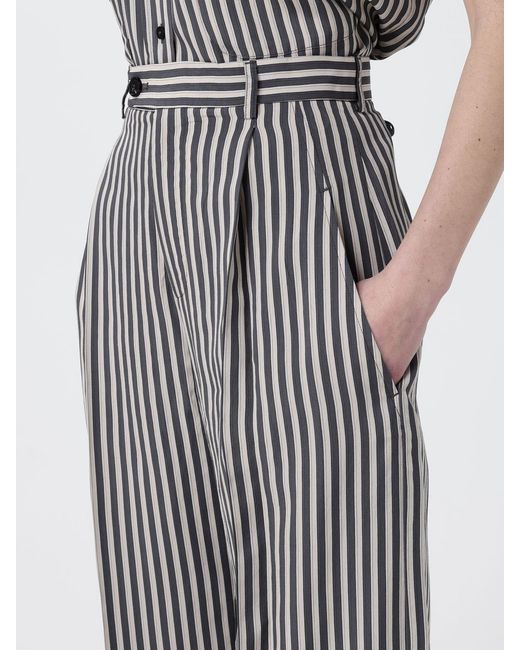 Tela Gray Striped Viscose Blend Pants