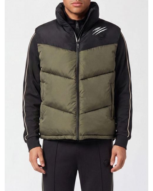 Philipp Plein Gray Logo Padded Nylon Vest for men