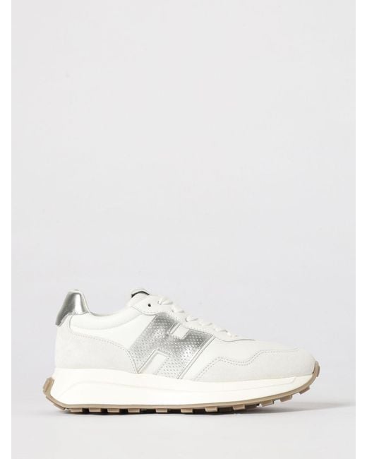 Hogan White H641 Suede And Nylon Sneakers