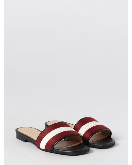 Bally White Bicolor Striped Leather And Canvas Slippers