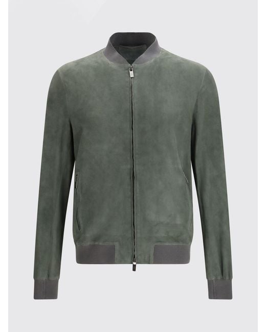 Salvatore Santoro Green Suede Bomber Jacket for men
