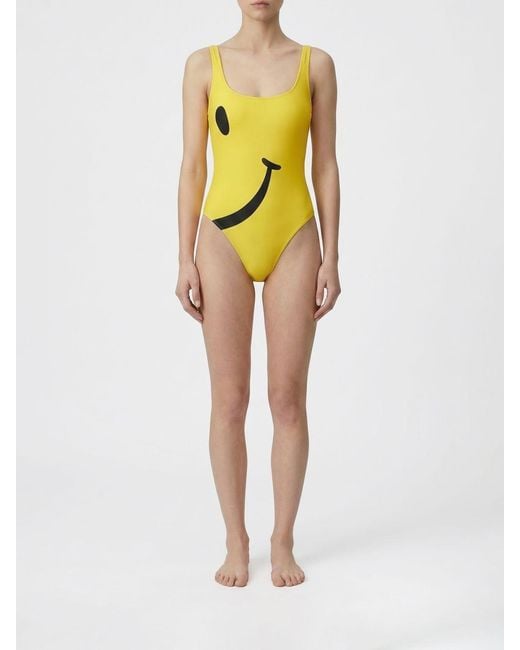 Moschino Couture Yellow Printed One-Piece Swimsuit
