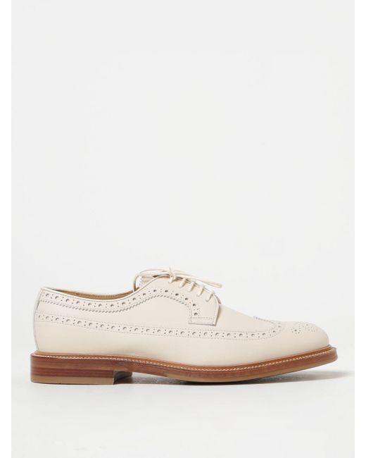 Brunello Cucinelli White Brogue Shoes for men