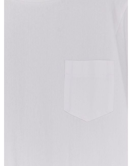 Sacai White Cotton T-Shirt With Pleated Panel