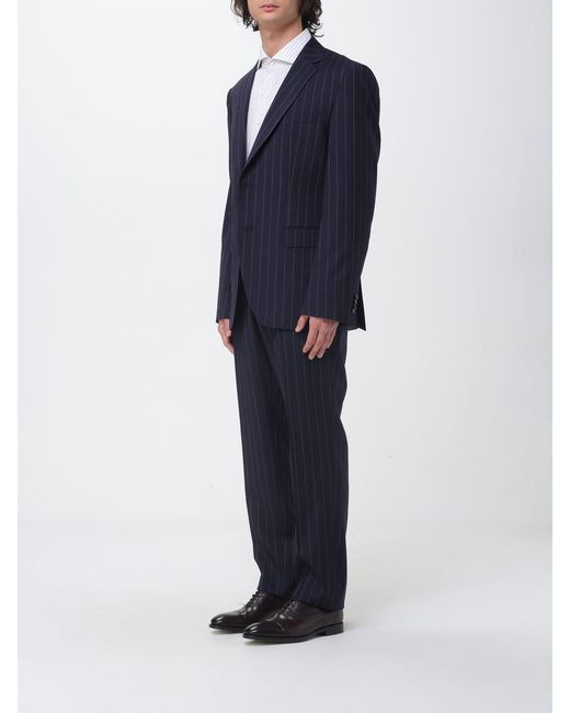 Boss Blue Pinstriped Virgin Wool Single-Breasted Dress for men