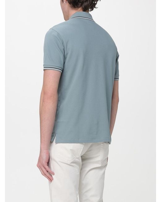 Emporio Armani Blue Stretch Cotton Polo Shirt for men