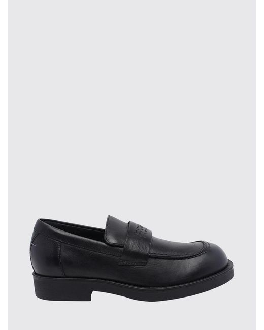 MM6 by Maison Margiela White Smooth Leather Penny Loafers With Numeric Logo for men