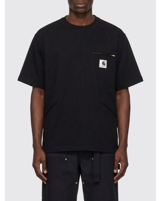 SACAI X CARHARTT WIP Black Cotton T-Shirt for men