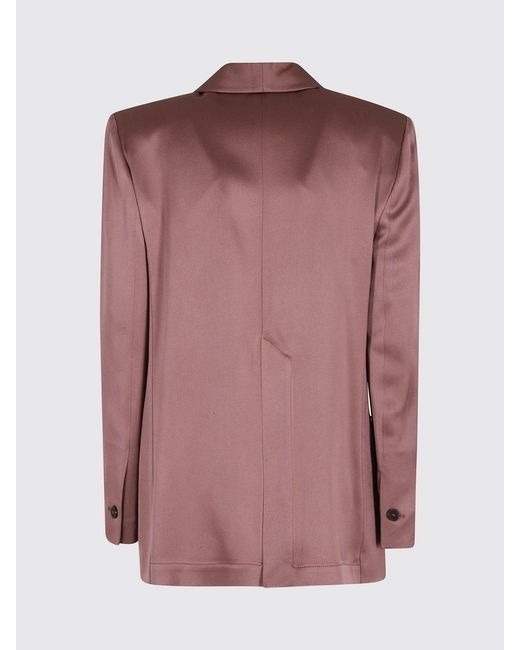 Alysi Purple Single-Breasted Satin Blazer