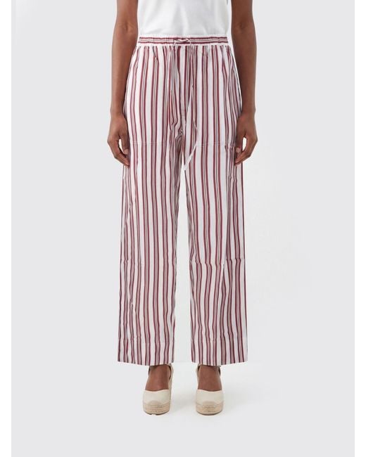 Antik Batik Pink Striped Cotton Wide-Leg Trousers With High Waist And Drawstring