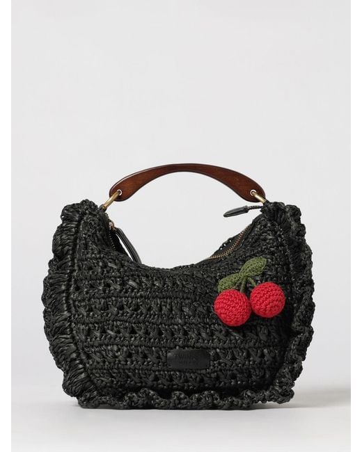 Twinset Black Crochet Raffia Bag
