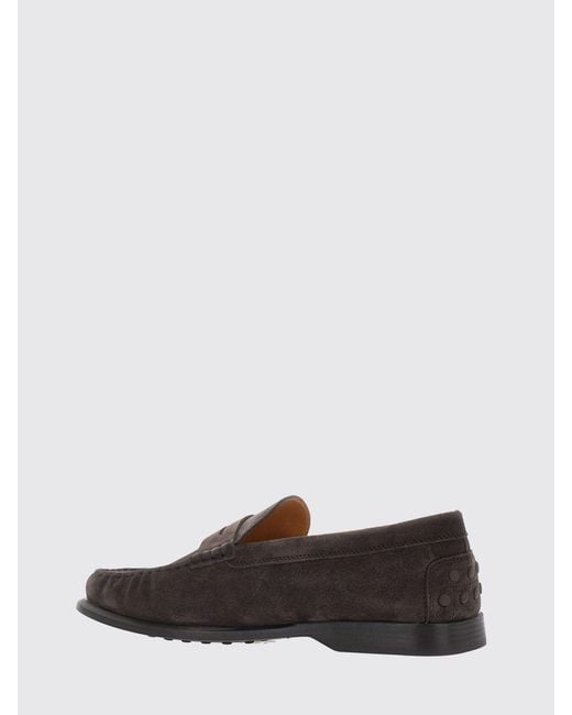 Tod's White Suede Calfskin Penny Loafers With T Timeless Logo for men