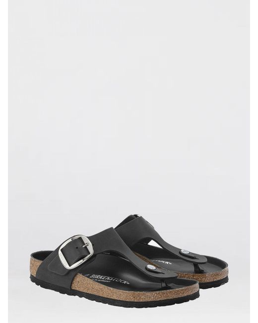 Birkenstock White Gizeh Big Buckle Leather Sandals