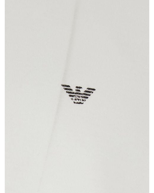 Emporio Armani White Relaxed Fit Cotton T-Shirt With Contrast Eagle Logo for men