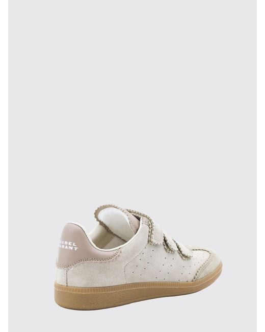 Isabel Marant White Beth Suede Trainers With Velcro Strap Closure