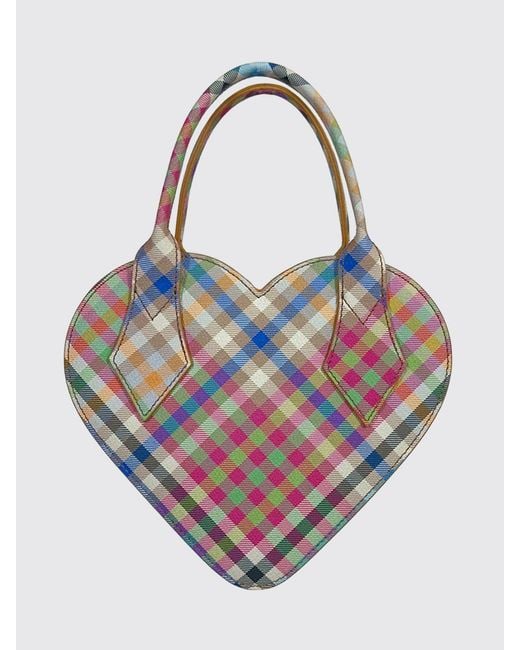 Vivienne Westwood Blue Josephine Tartan Heart-Shaped Mini Bag With Metal Orb Logo