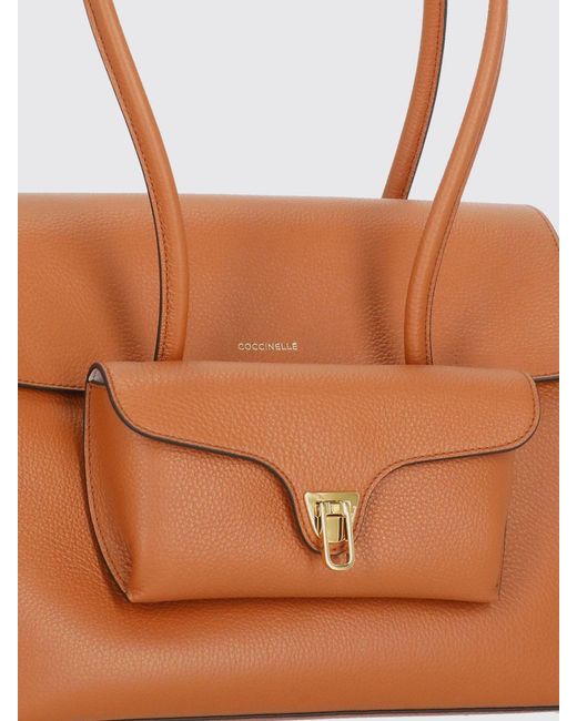 Coccinelle Brown Double Beat Grained Leather Bag