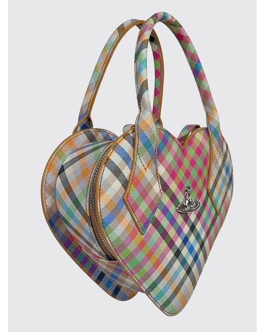 Vivienne Westwood Blue Josephine Tartan Heart-Shaped Mini Bag With Metal Orb Logo