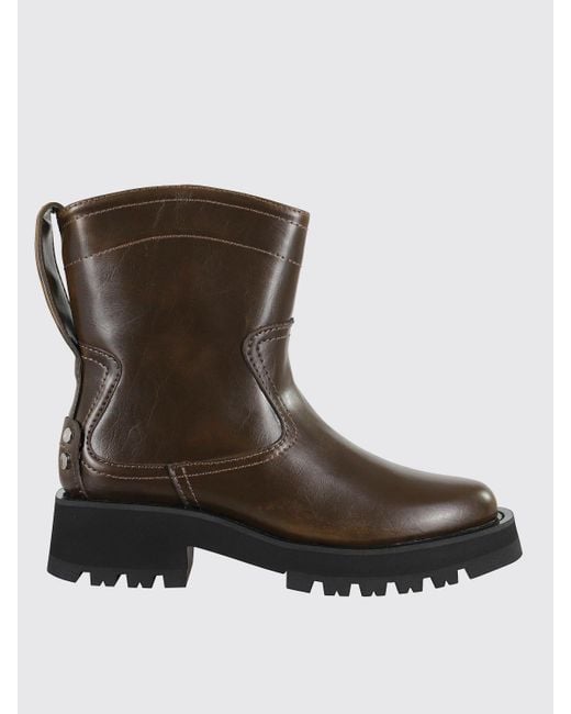 Ganni Brown Studs Low Boot Crinkle