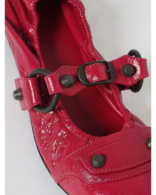 Balenciaga Red City Arena Leather Ballerina