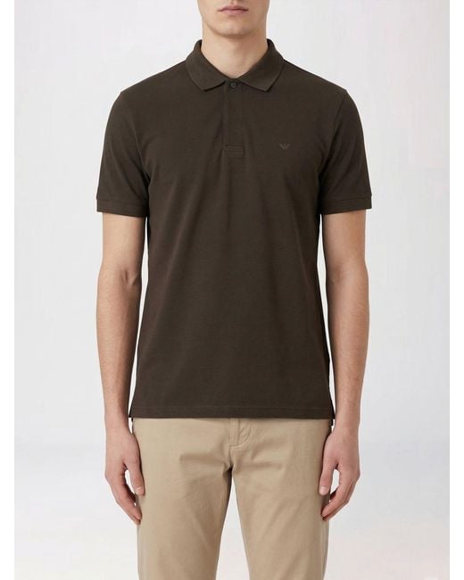 Emporio Armani Brown Cotton Jersey Polo Shirt for men