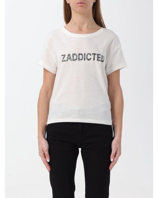 T-shirt con scritta "Zaddicted" di Zadig & Voltaire in White