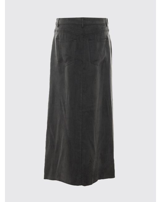 Pinko Black A-Line Viscose Blend Midi Skirt With A High Waist And Buttons