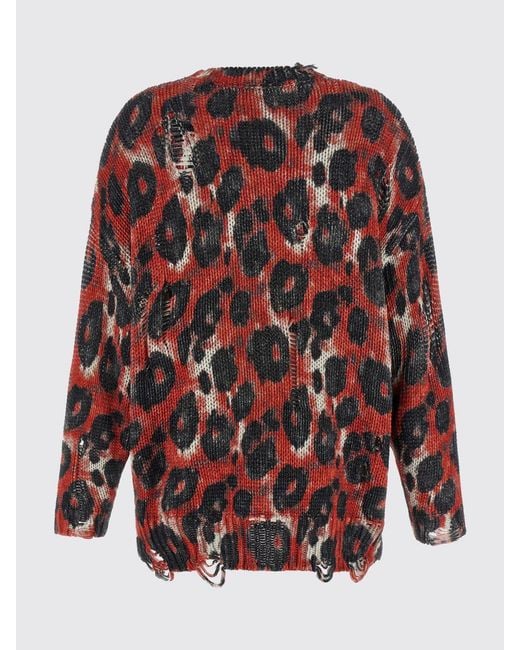 R13 Red Animal Print Cotton Knit Top