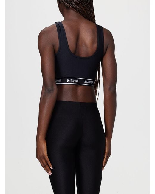 Just Cavalli Black Stretch Technical Fabric Crop Top